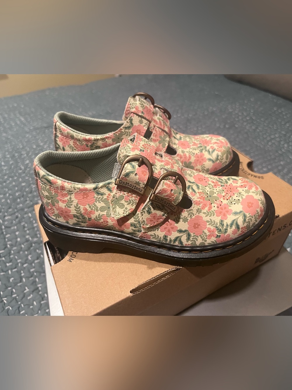 Kids Dr. Martens Pink Floral Mary Jane